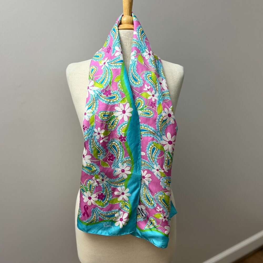 Lilly Pulitzer Tied to the Cause 2004 Ford Breast Cancer Awareness Silk Scarf
